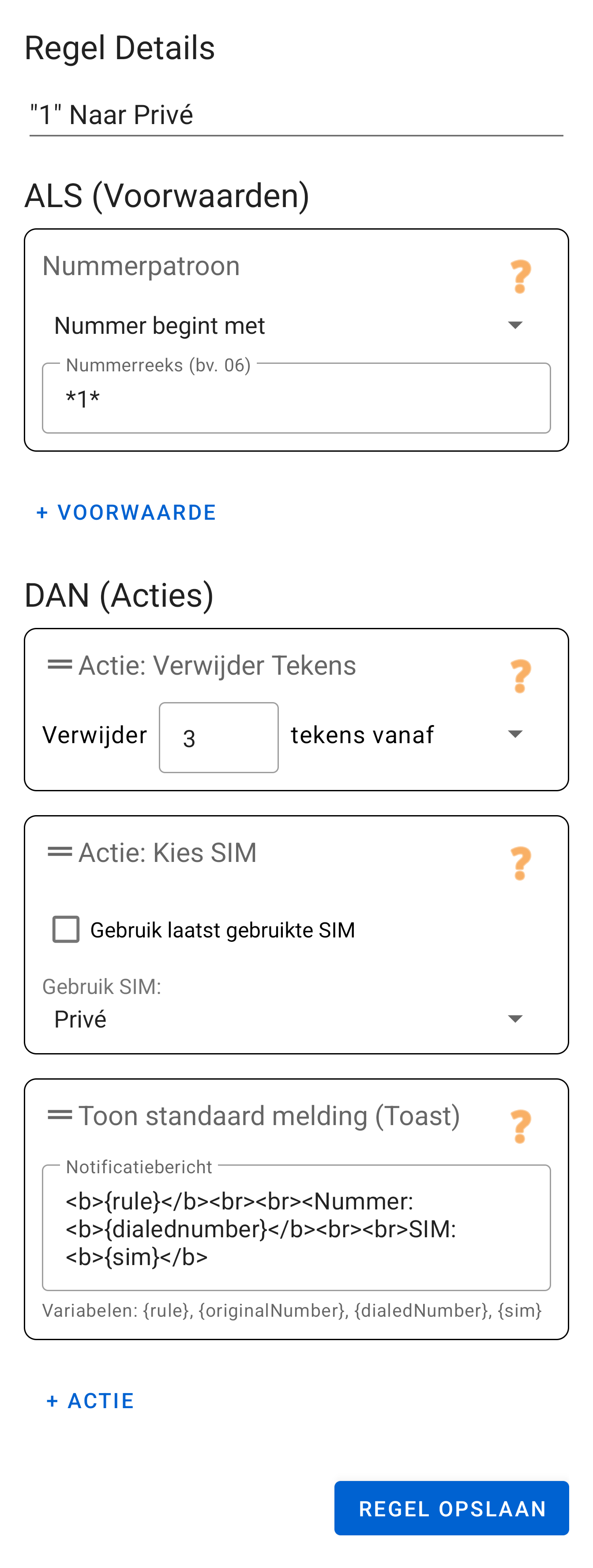 Voorbeeldregel: *1 naar Privé