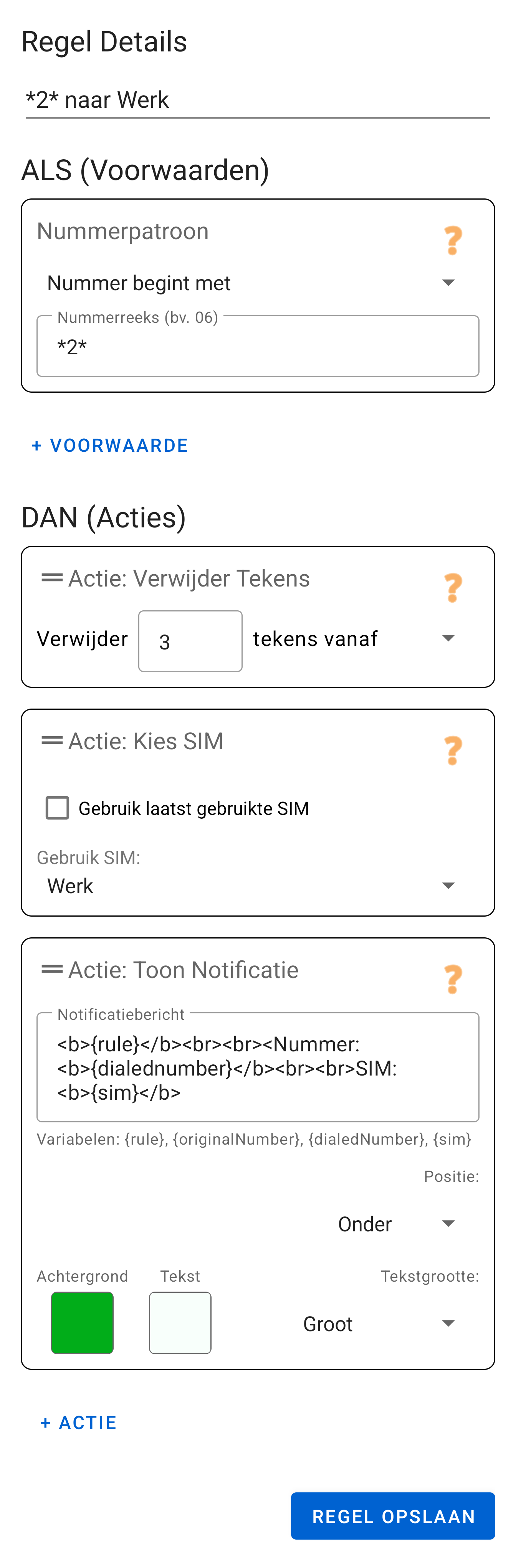 Voorbeeldregel: *2 naar Werk