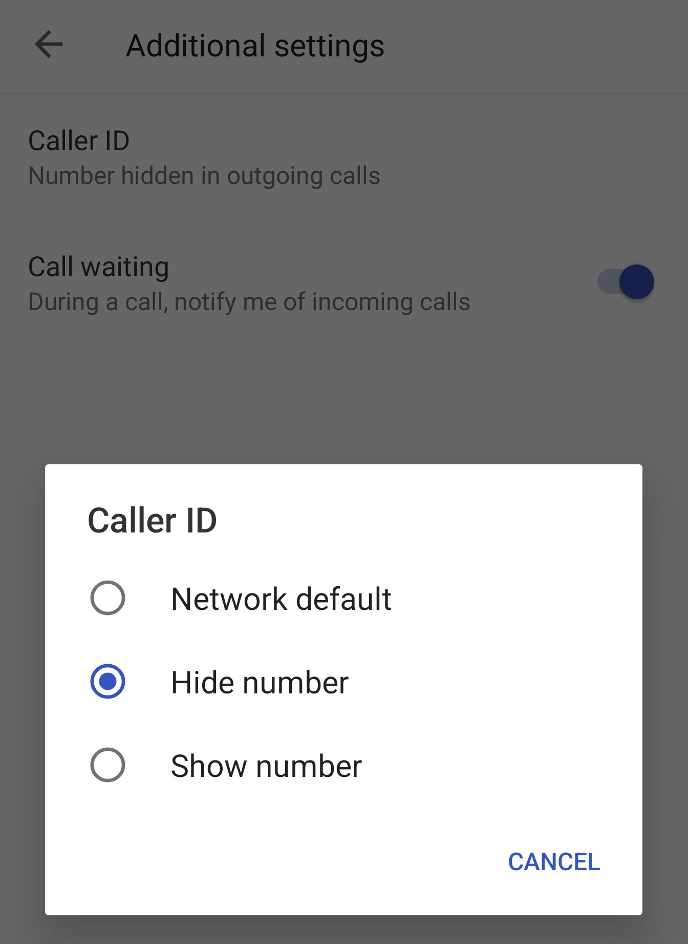 Android Caller ID Settings