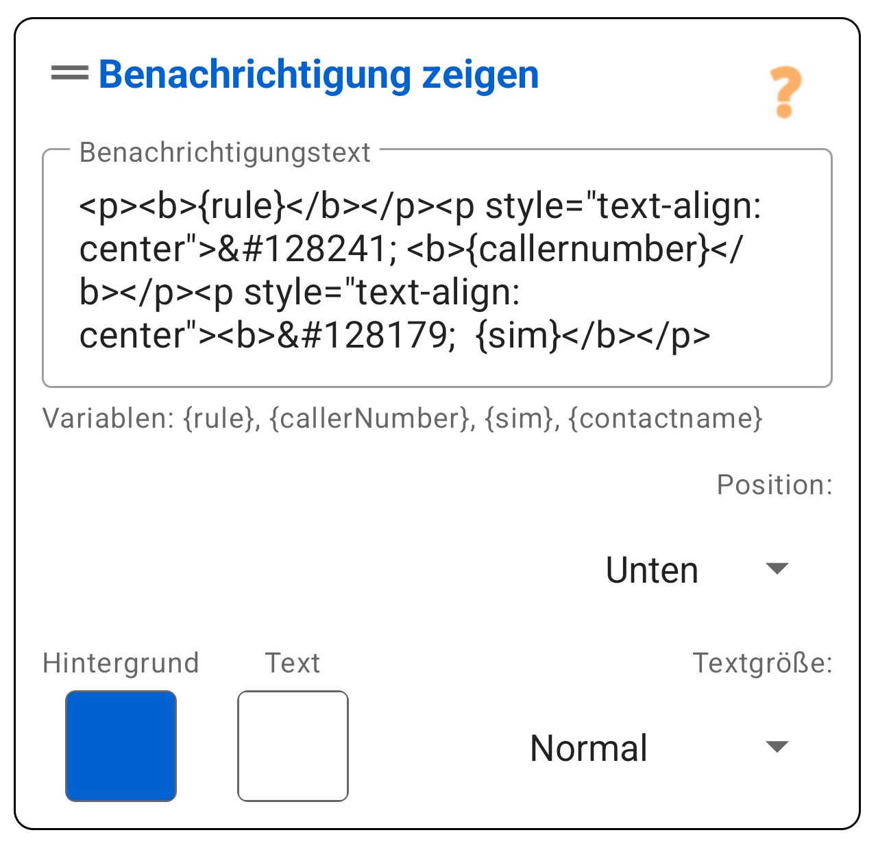 Benachrichtigung (Standard)