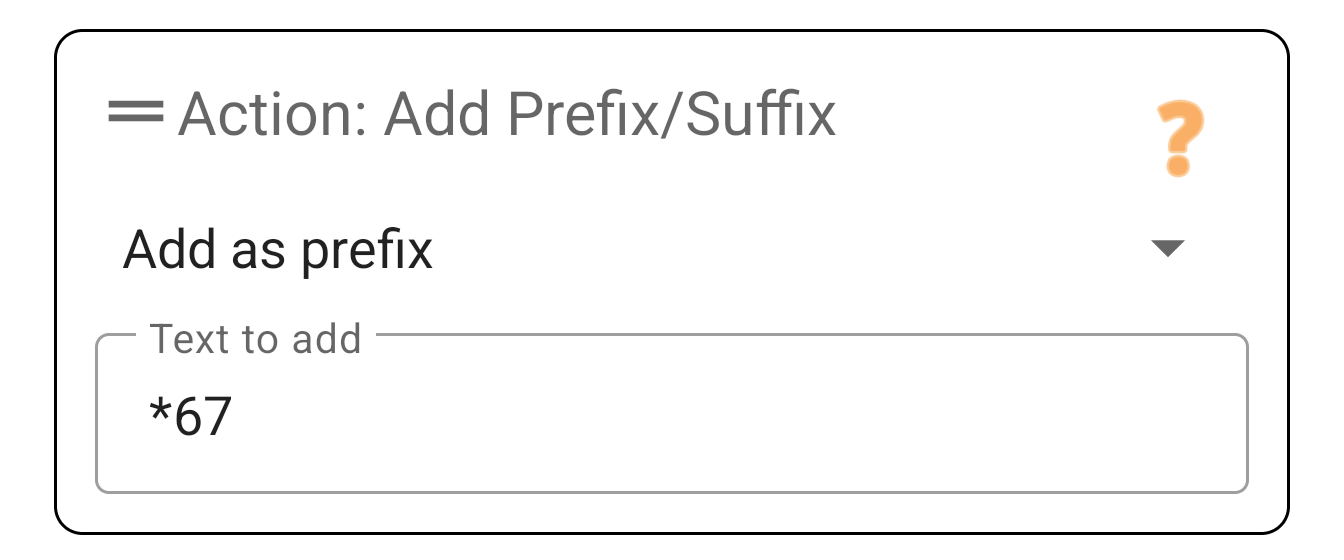 Add prefix/suffix action screenshot