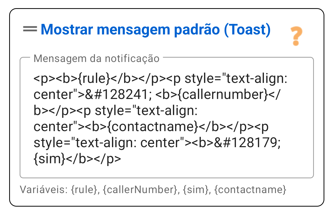 Mostrar mensagem 'Toast'