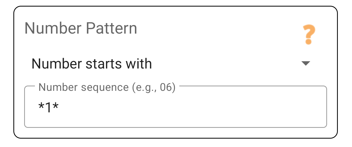 Number pattern condition screenshot