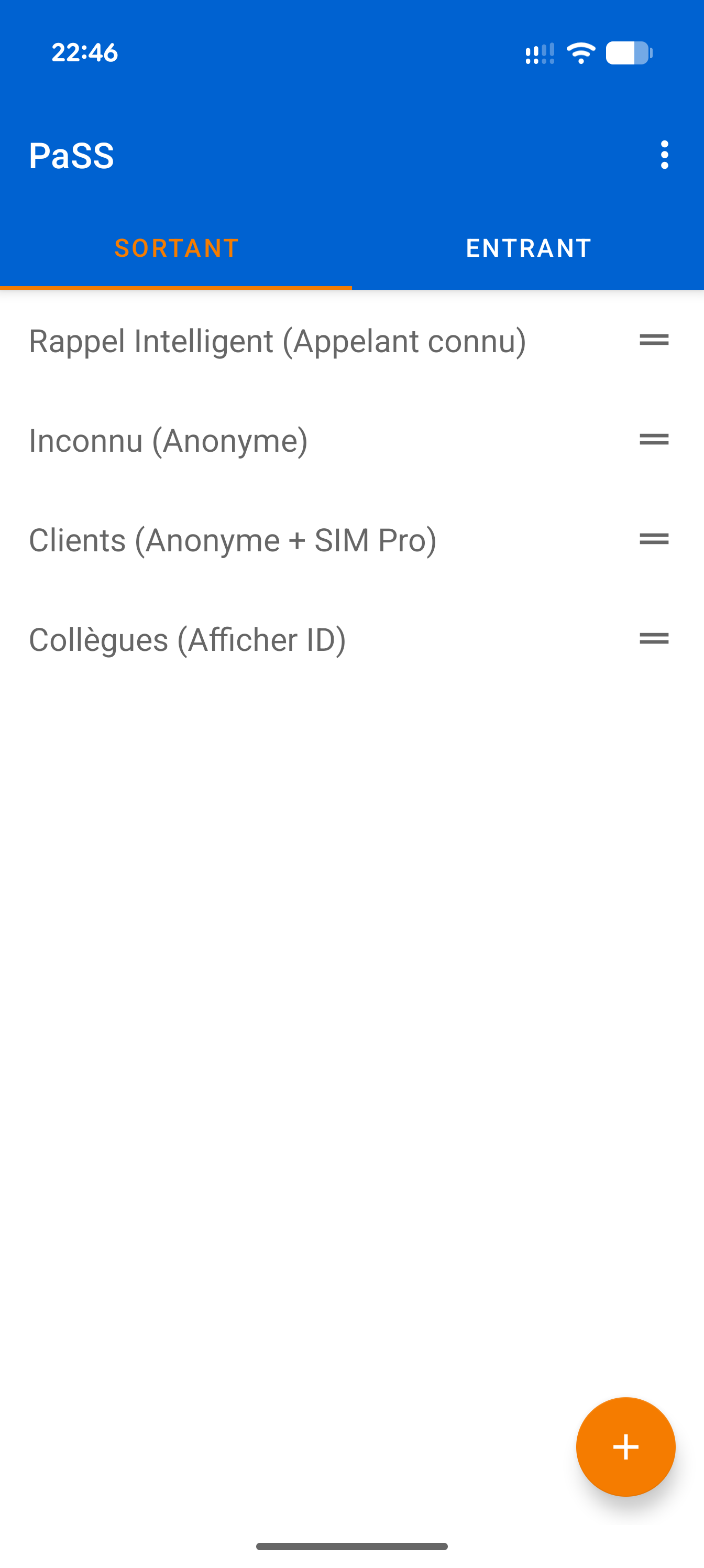 Écran principal avec onglets