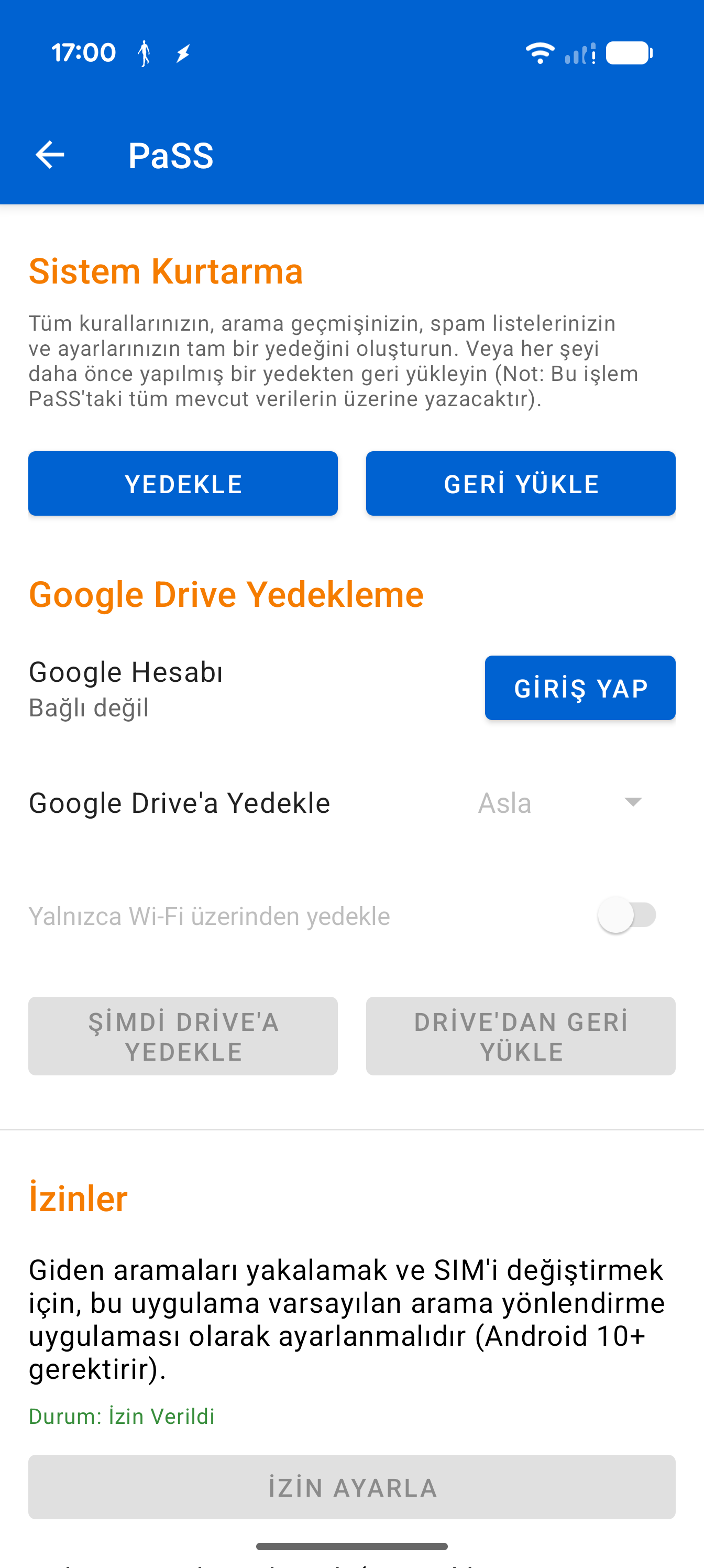 Settings Backup