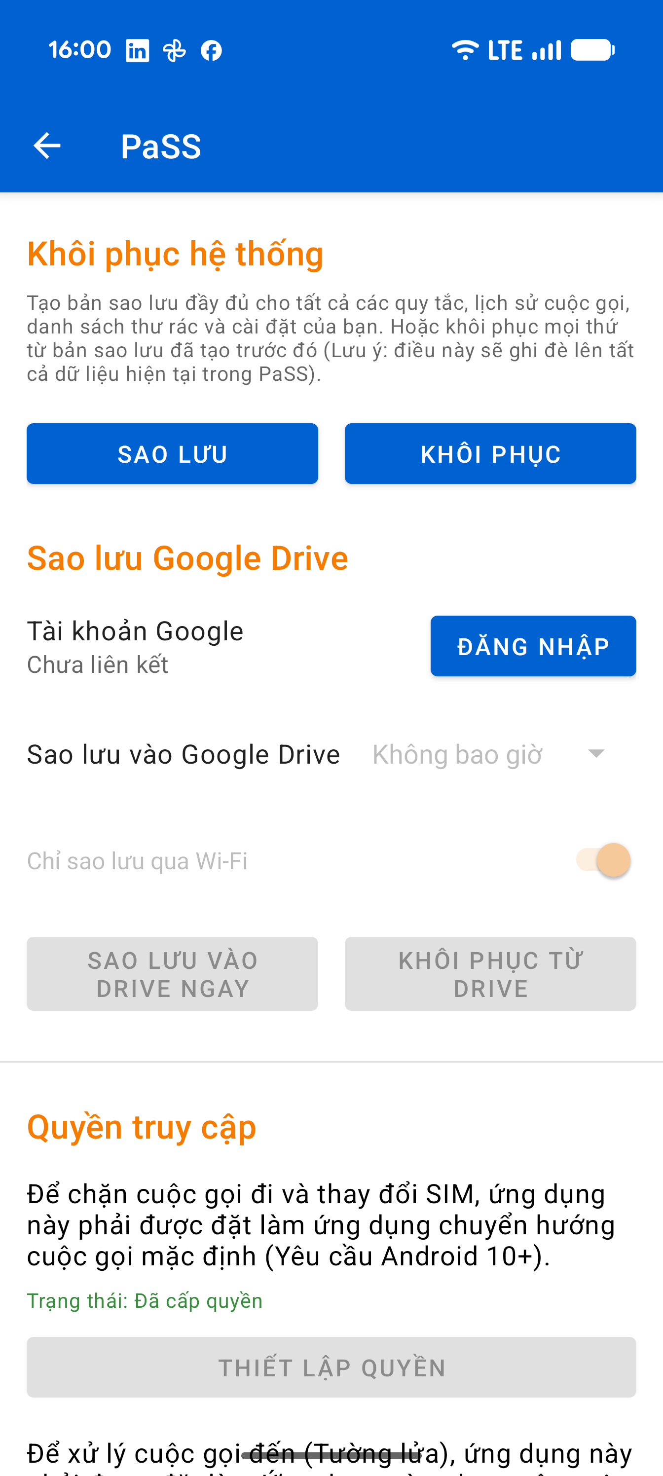 Settings Backup