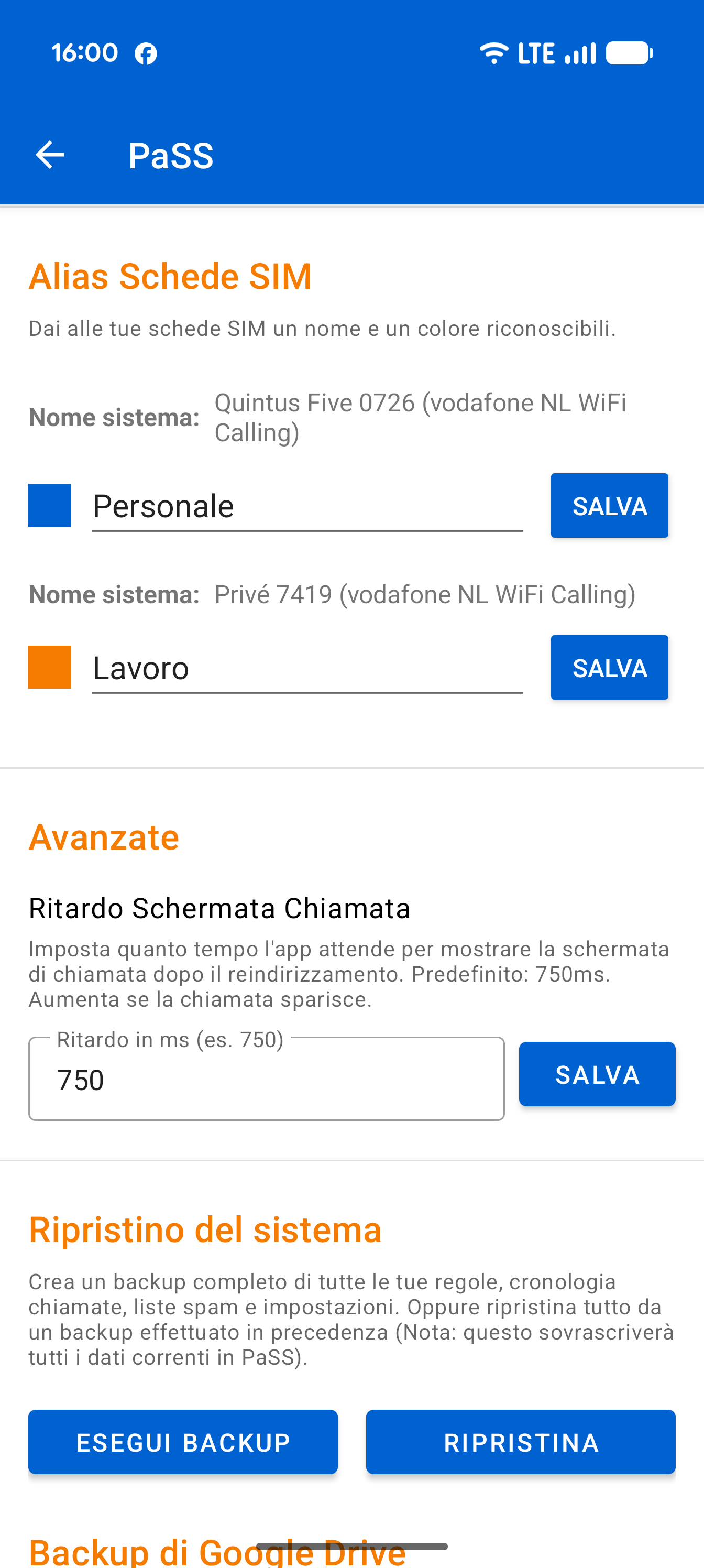 Settings SIM