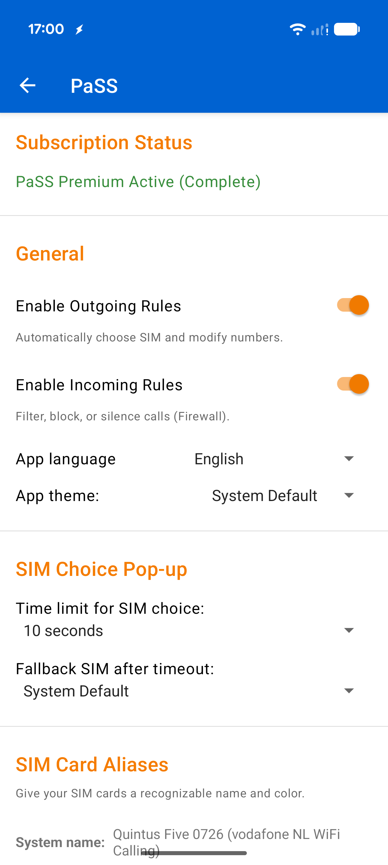 Settings Top